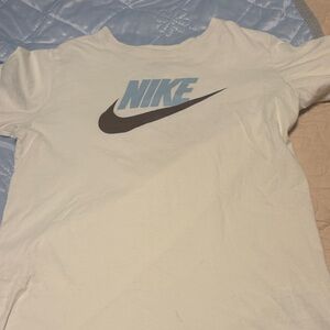 Nike White Tee with Blue and Black Logo
